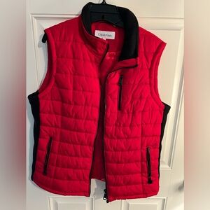 Calvin Klein Red and Black Zip Front Puffer Vest